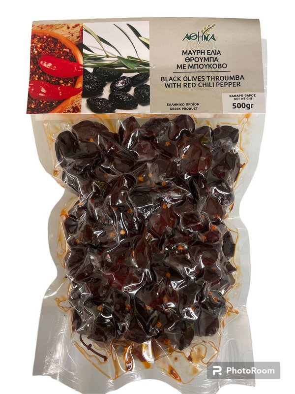 Throumba Oliven mit rotem Chili Pfeffer (getrocknet)